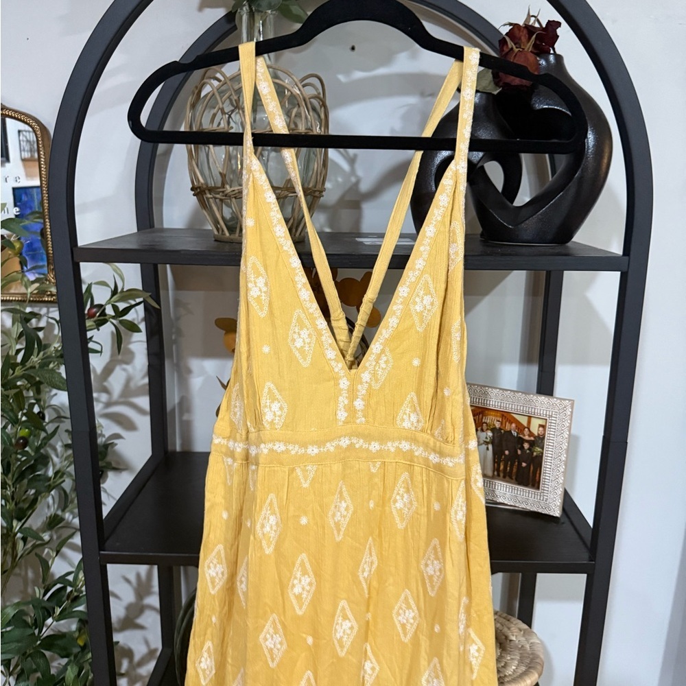 RAGA Sunlit Yellow Maxi Dress with White Accents size large - Picture 4 of 12